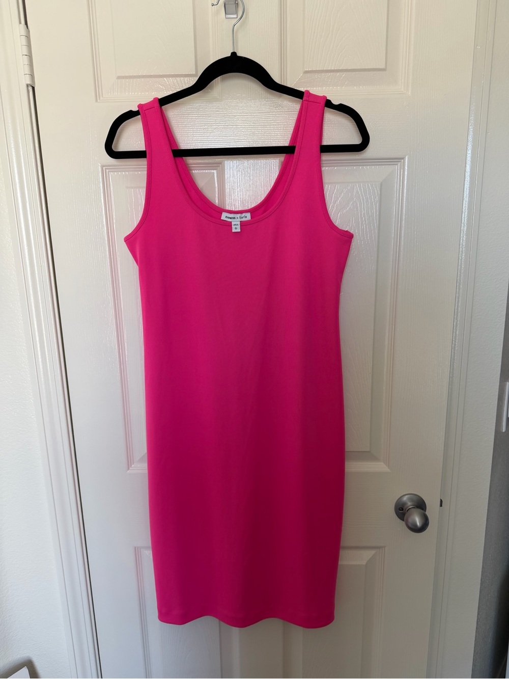 Express Hot Pink Scoop Neck Midi Tank Dress